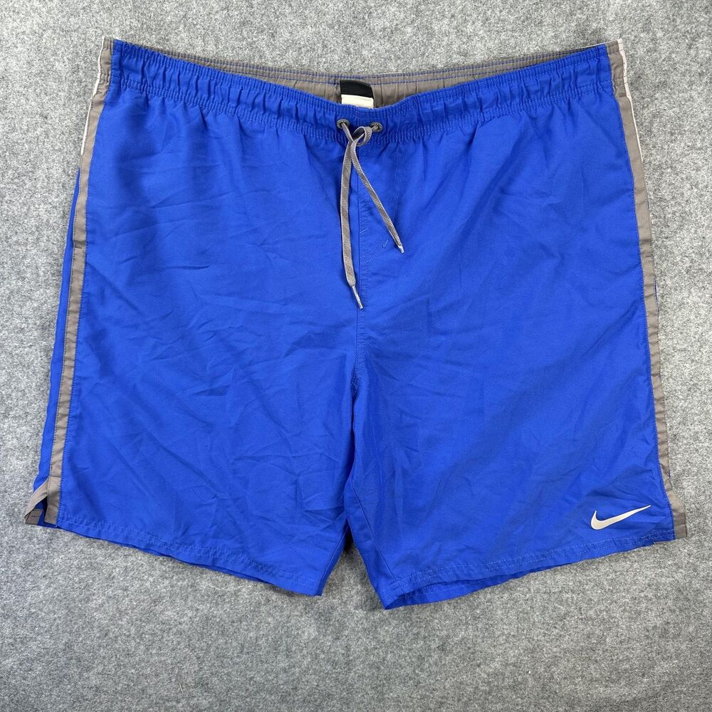 Nike Swim Trunks Mens XL Blue Solid Mesh Lined Quick Dry Drawstring Pockets